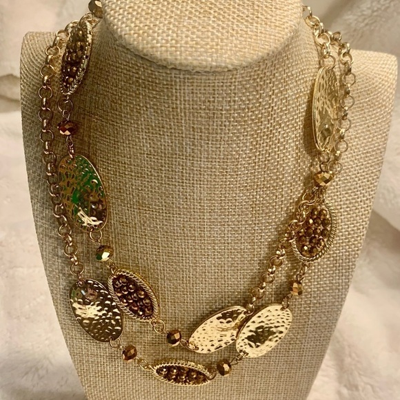 Boho Necklace Long Gold-Tone & Bronze Beaded Perfect Condition Gorgeous! - Picture 9 of 16